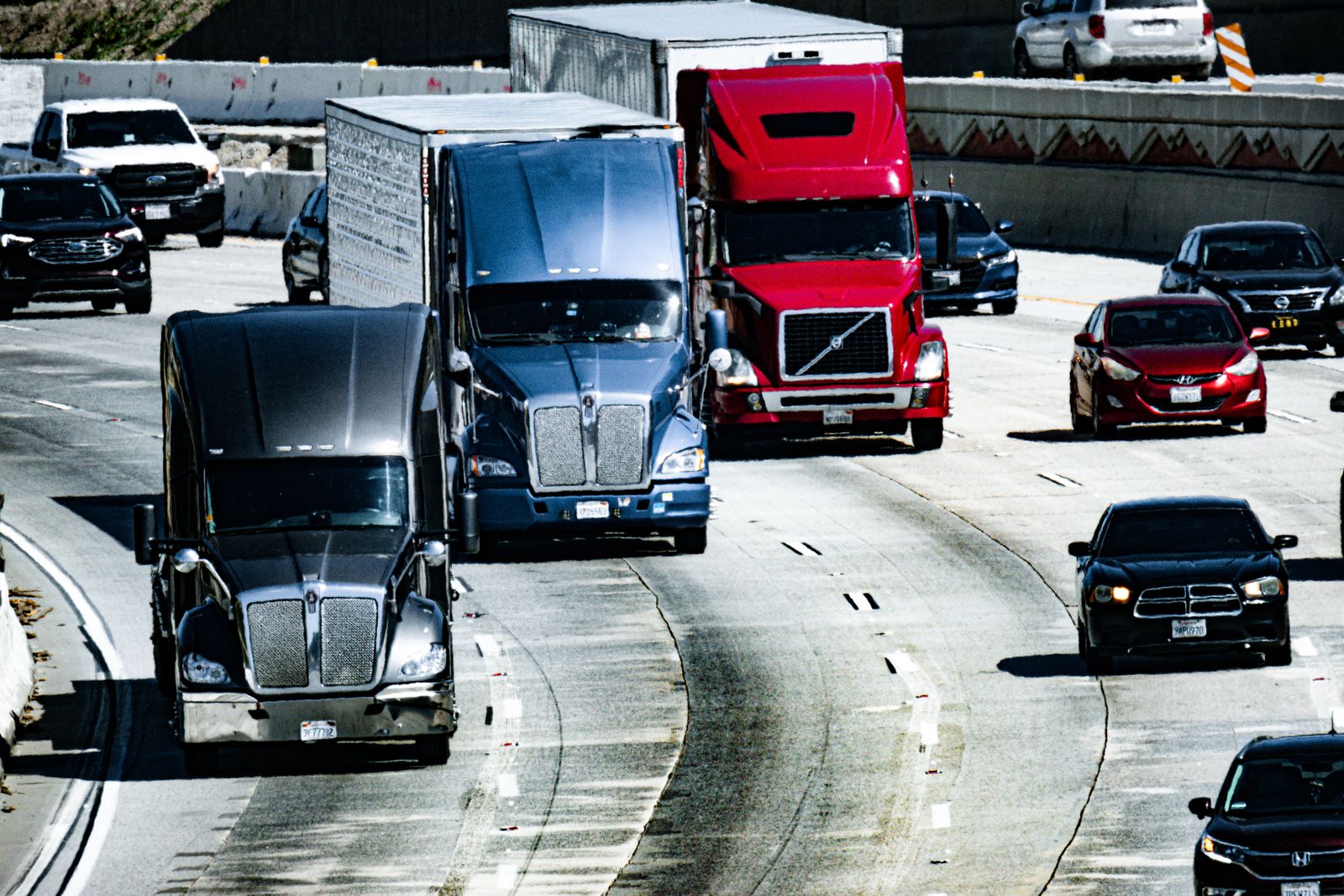 Freight trucks on a highway